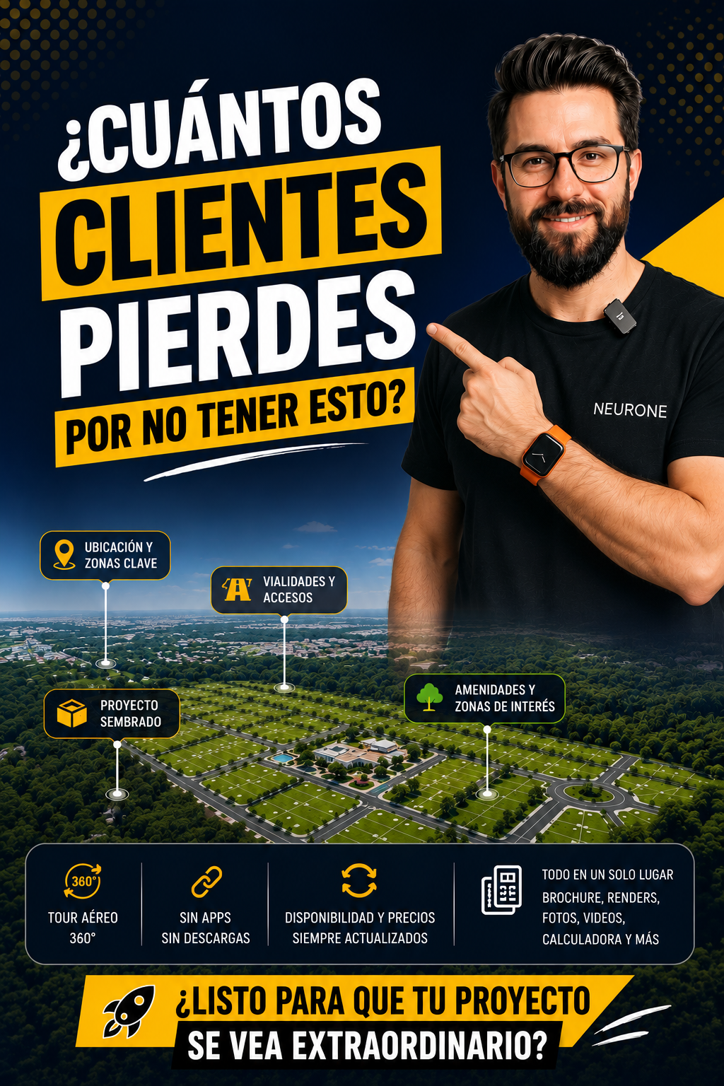 Video explicativo de NeurONE, Tour Aéreo 360° para desarrollos de lotes